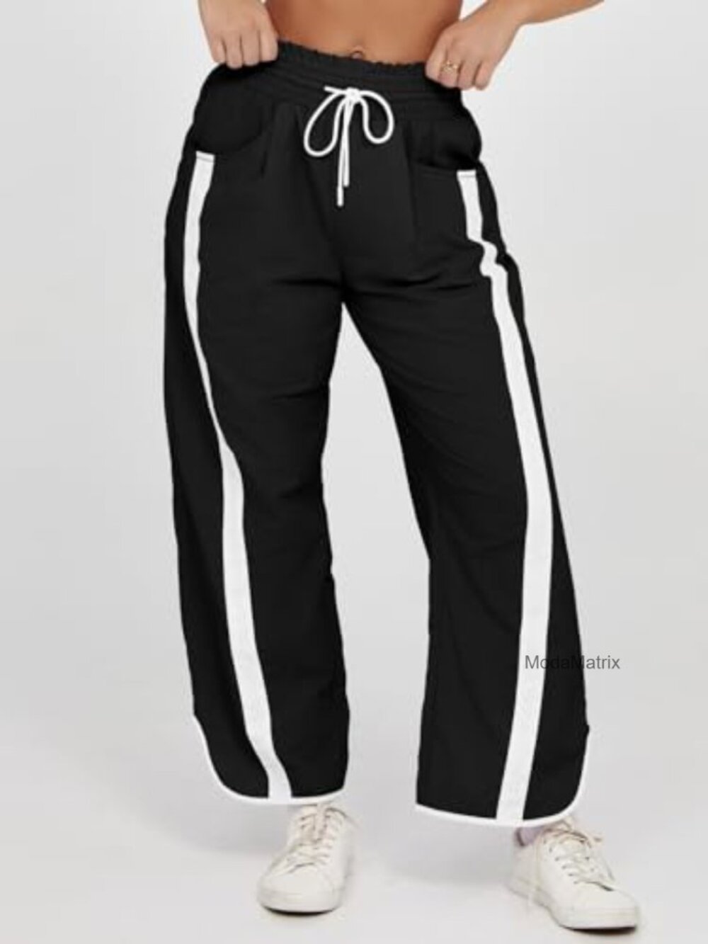 Baggy Wide Leg Track Pants Drawstring Elastic Waisted Y2K - Picture 2 of 7